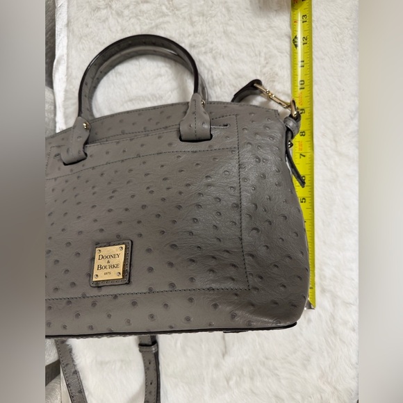 Dooney & Bourke Gray Ostrich Leather Satchel Crossbody Bag Purse - Picture 9 of 12